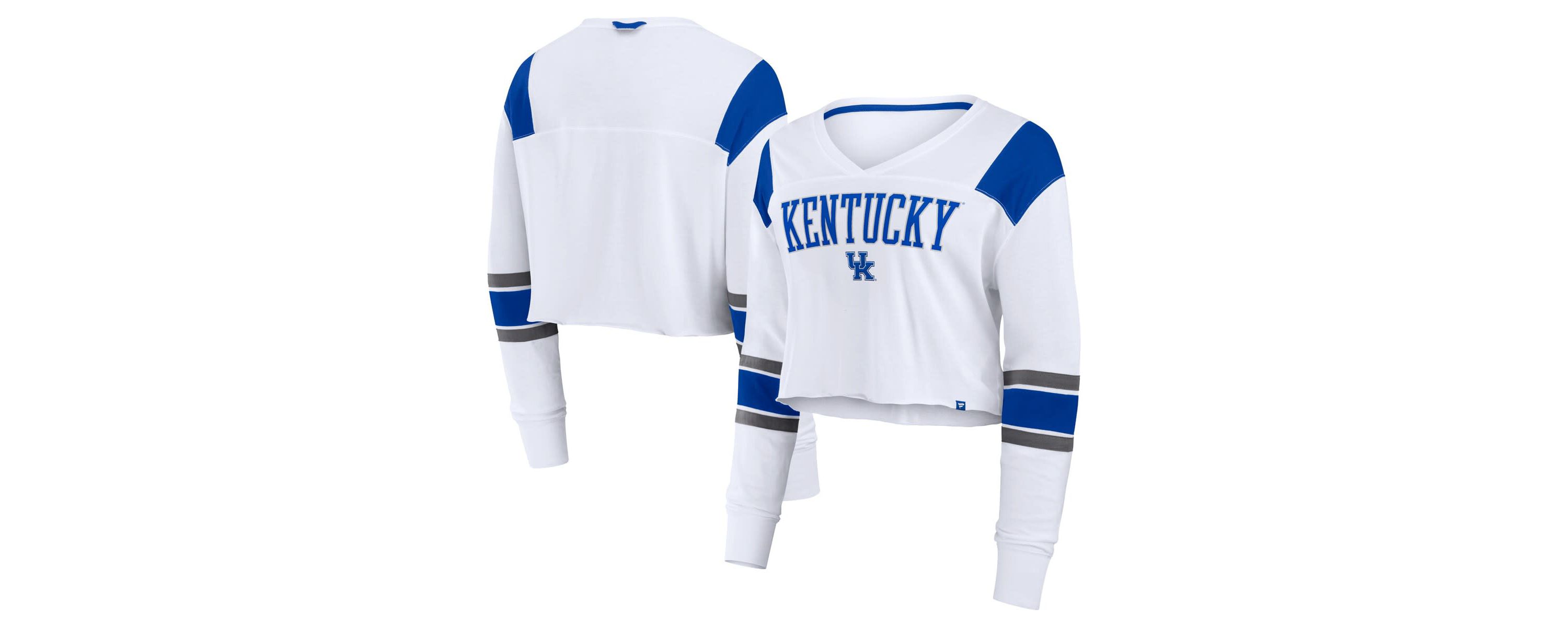 NCAA Fanatics Kentucky Wildcats Training Camp Cropped Long Sleeve V-Neck Fashion Top