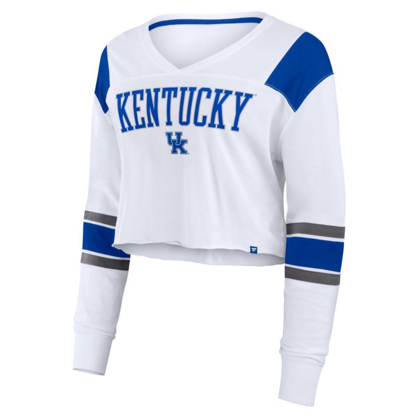 NCAA Fanatics Kentucky Wildcats Training Camp Cropped Long Sleeve V-Neck Fashion Top