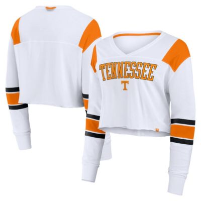 NCAA Fanatics Tennessee Volunteers Training Camp Cropped Long Sleeve V-Neck Fashion Top