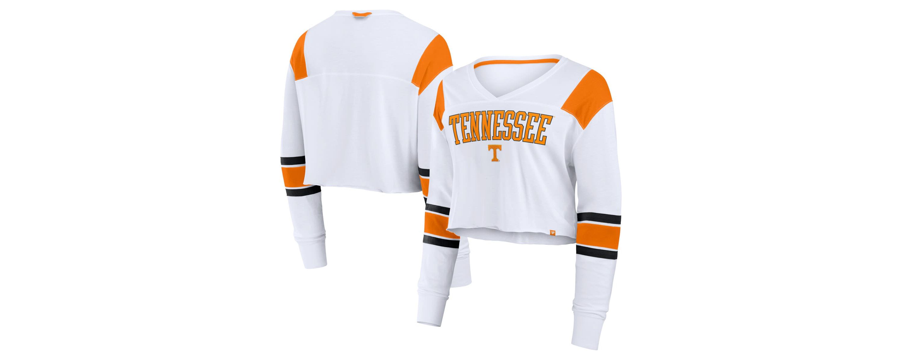 NCAA Fanatics Tennessee Volunteers Training Camp Cropped Long Sleeve V-Neck Fashion Top