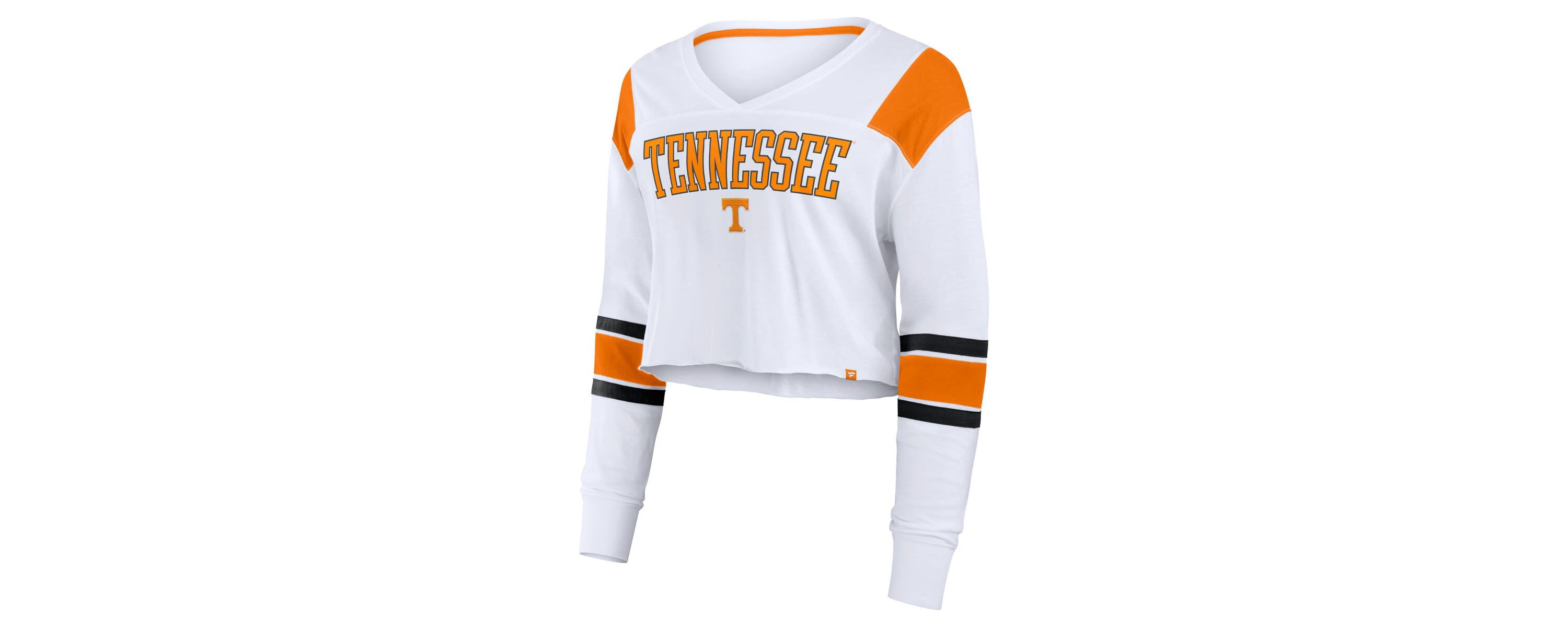 NCAA Fanatics Tennessee Volunteers Training Camp Cropped Long Sleeve V-Neck Fashion Top