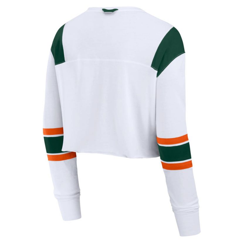 Miami (FL) Hurricanes NCAA Fanatics Miami Hurricanes Training Camp Cropped Long Sleeve V-Neck Fashion Top