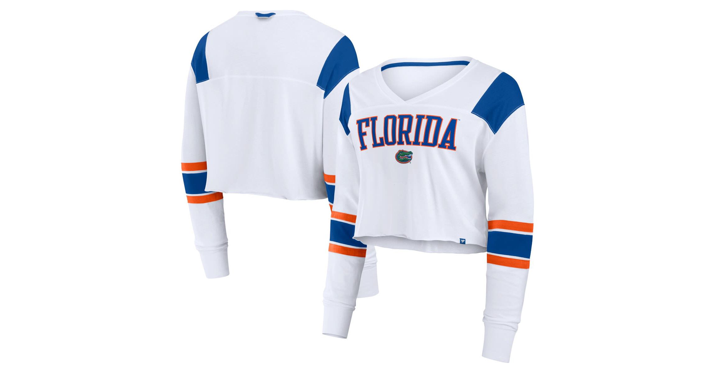 NCAA Fanatics Florida Gators Training Camp Cropped Long Sleeve V-Neck Fashion Top
