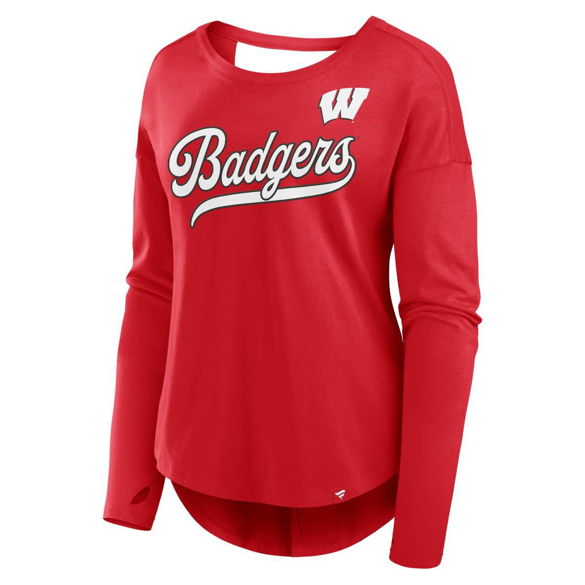 NCAA Fanatics Wisconsin Badgers Training Camp Core Long Sleeve V-Neck Fashion T-Shirt