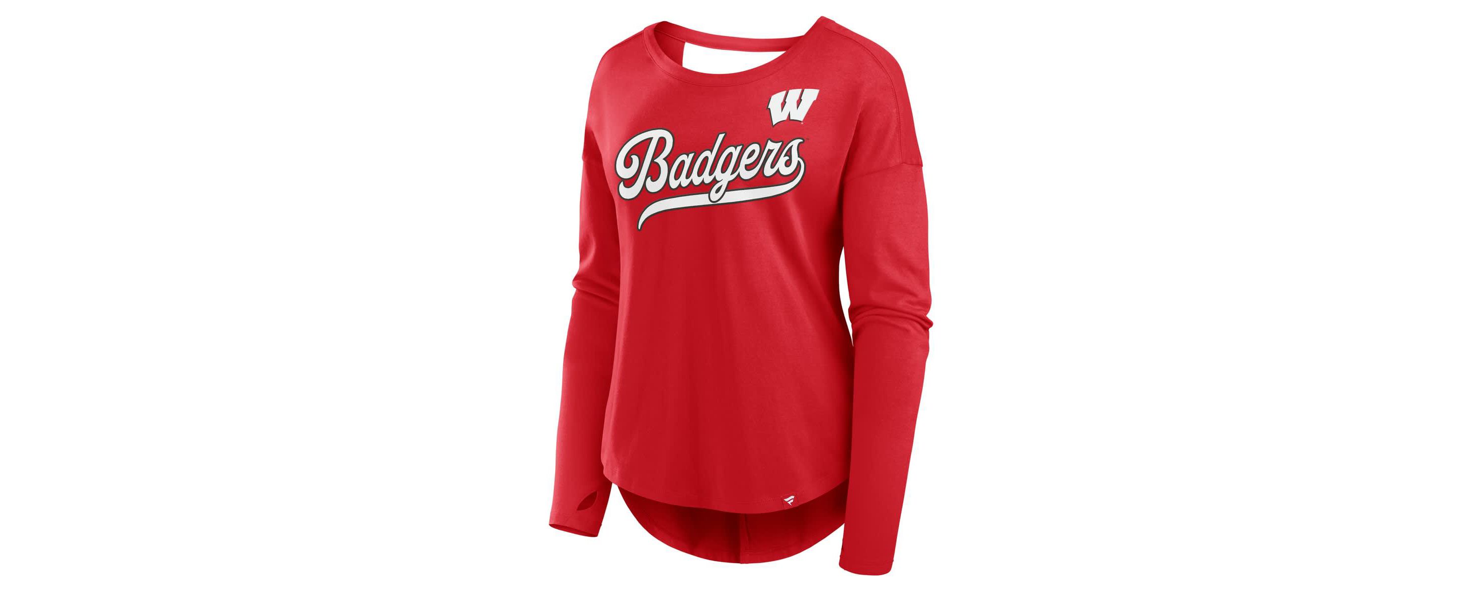 NCAA Fanatics Wisconsin Badgers Training Camp Core Long Sleeve V-Neck Fashion T-Shirt