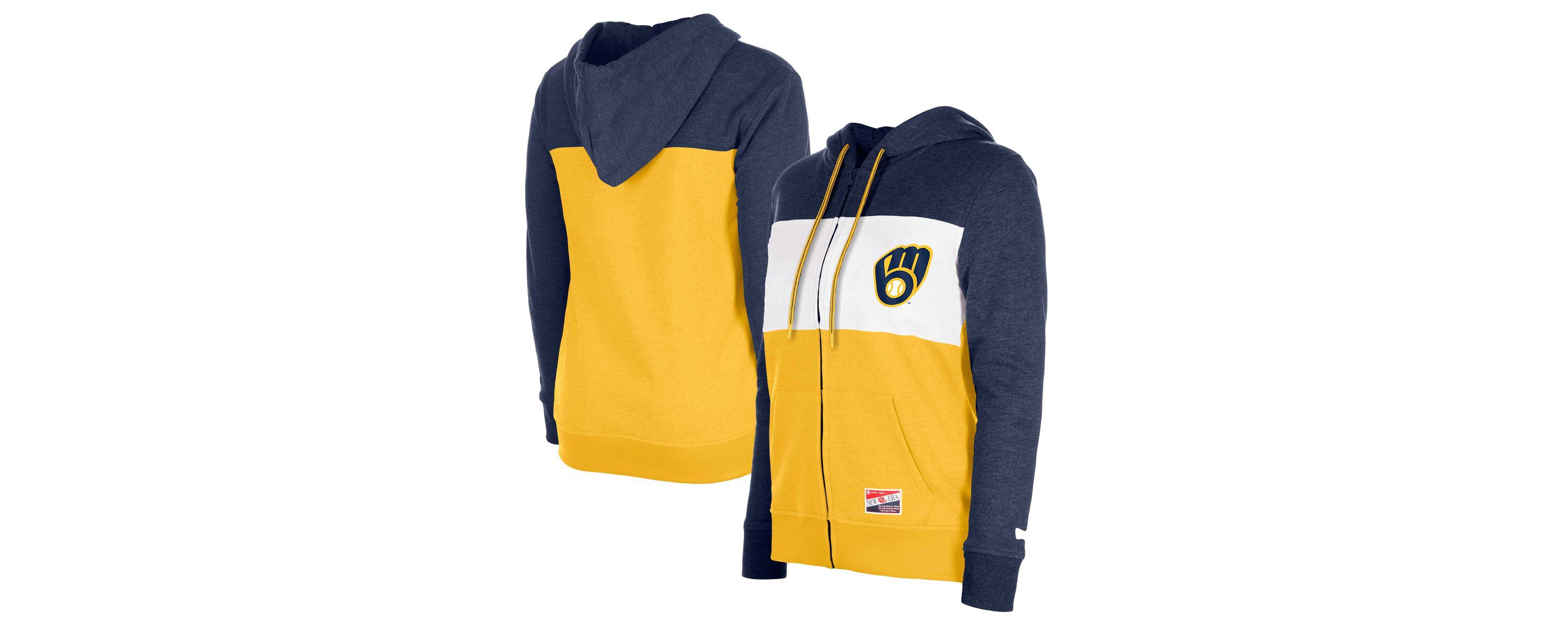 MLB Milwaukee Brewers Color Block Full-Zip Hoodie Jacket