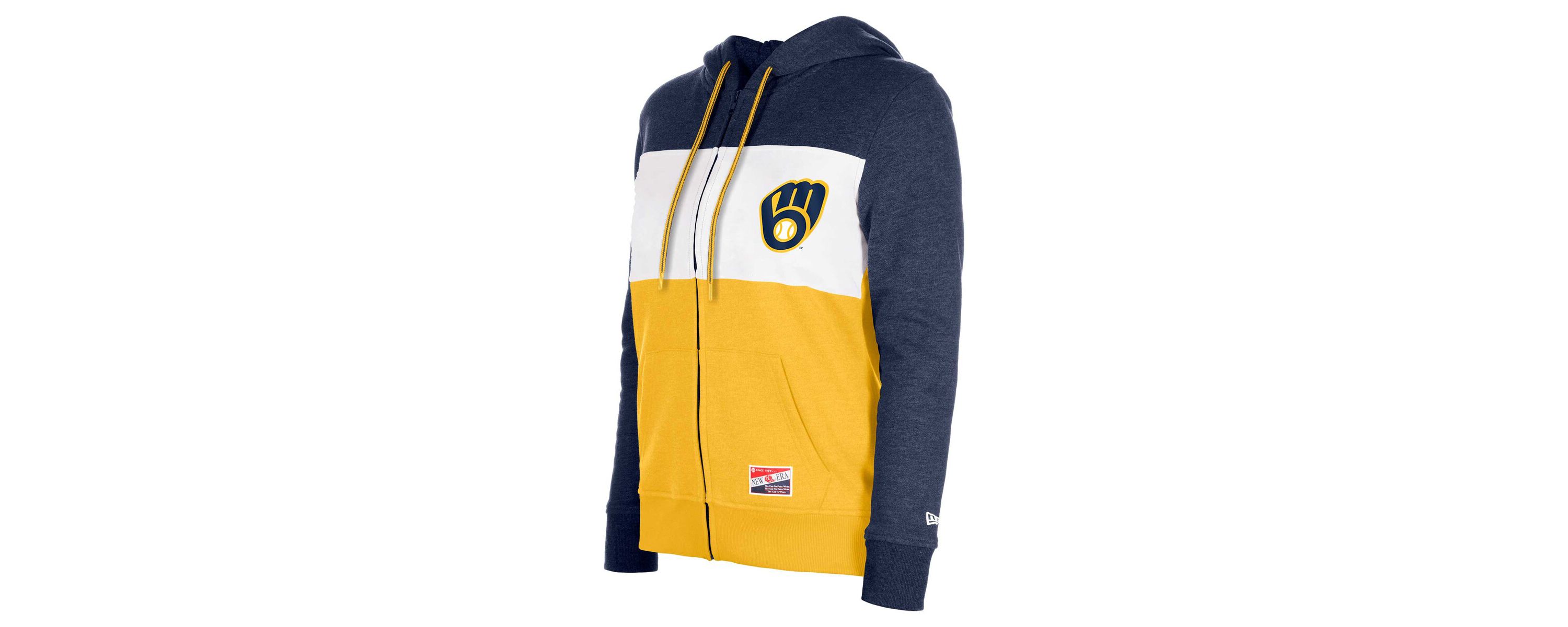 MLB Milwaukee Brewers Color Block Full-Zip Hoodie Jacket