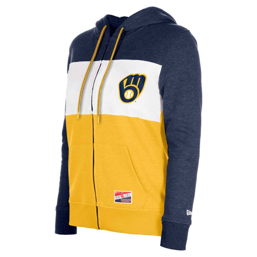 MLB Milwaukee Brewers Color Block Full-Zip Hoodie Jacket