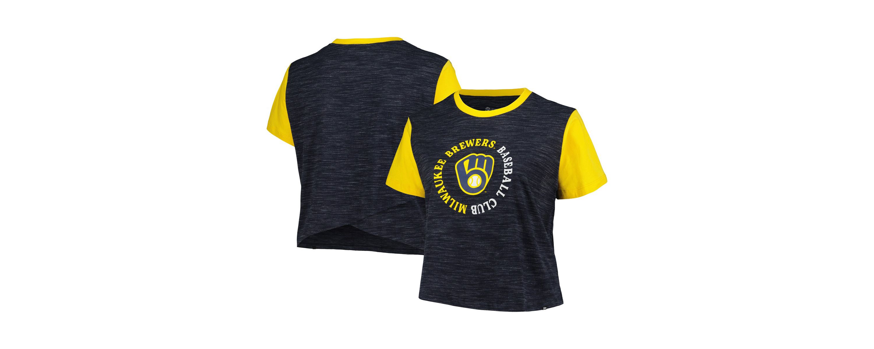 MLB Milwaukee Brewers Plus Size Crossover Back Cropped T-Shirt