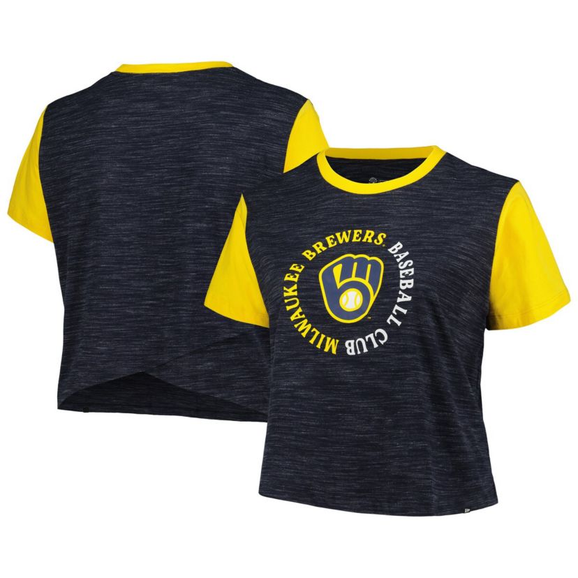MLB Milwaukee Brewers Plus Size Crossover Back Cropped T-Shirt