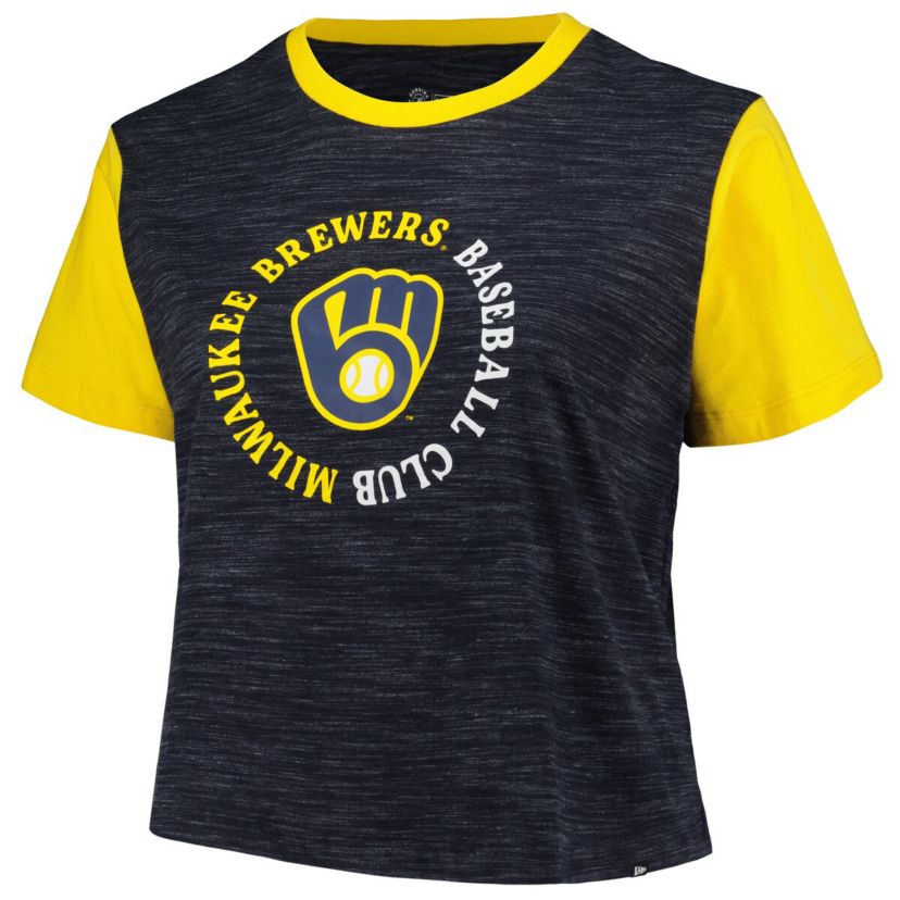 MLB Milwaukee Brewers Plus Size Crossover Back Cropped T-Shirt