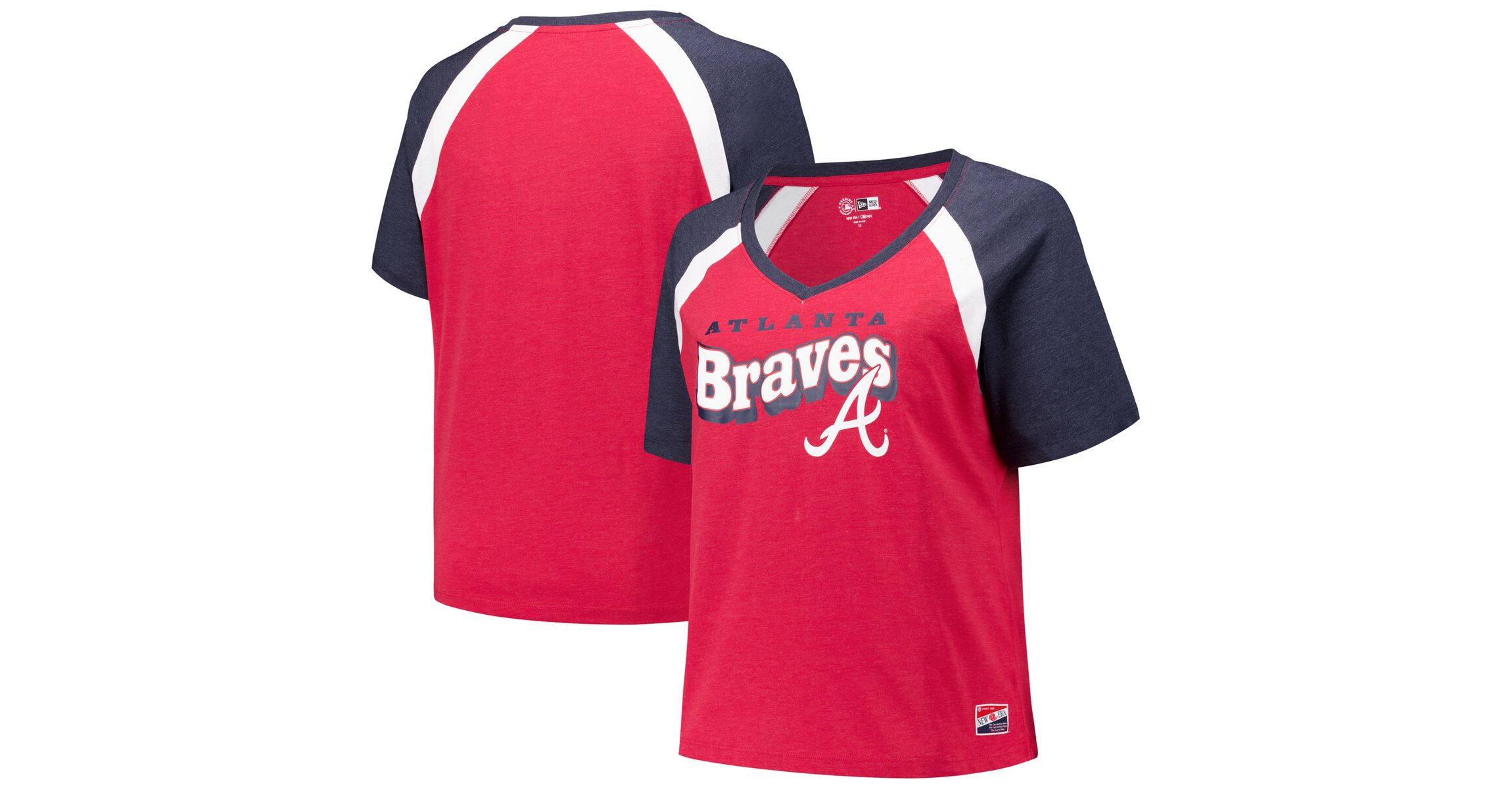 MLB Atlanta Braves Plus Size Raglan V-Neck T-Shirt