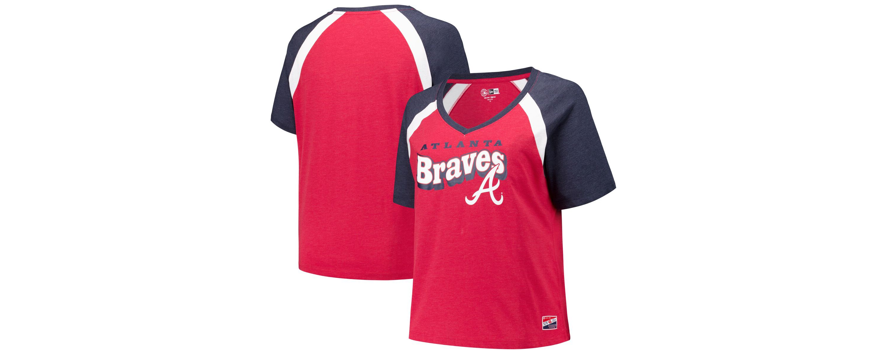 MLB Atlanta Braves Plus Size Raglan V-Neck T-Shirt