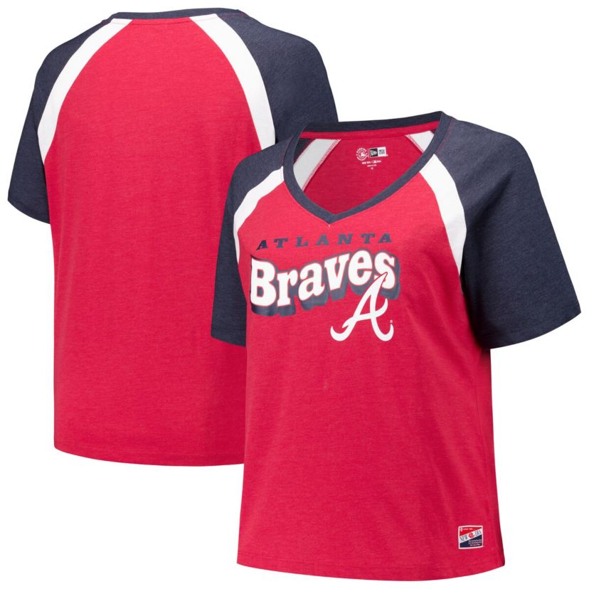 MLB Atlanta Braves Plus Size Raglan V-Neck T-Shirt