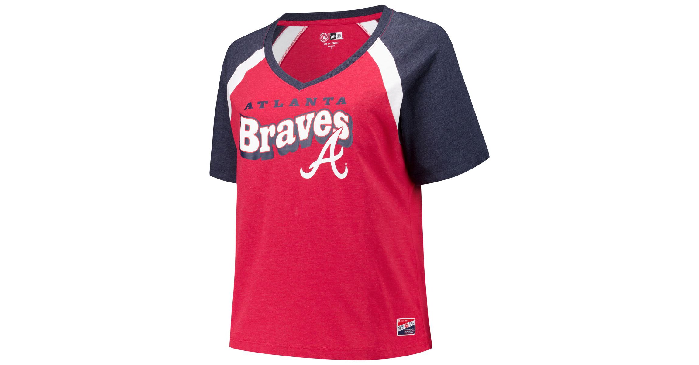 MLB Atlanta Braves Plus Size Raglan V-Neck T-Shirt
