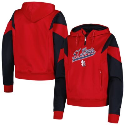 New Era Women's MLB St. Louis Cardinals Color Block Fleece Quarter-Zip Hoodie, Red, Small
