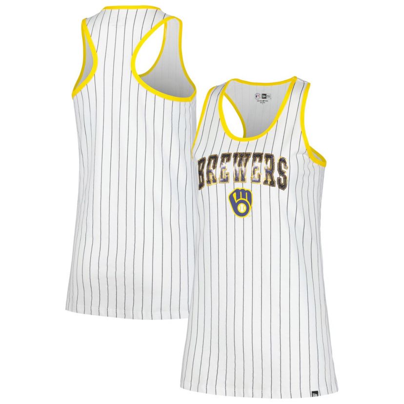 MLB Milwaukee Brewers Sequin Pinstripe Racerback Tank Top