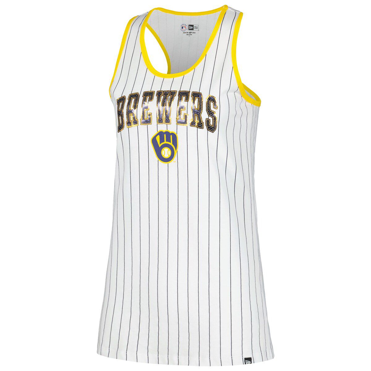 MLB Milwaukee Brewers Sequin Pinstripe Racerback Tank Top