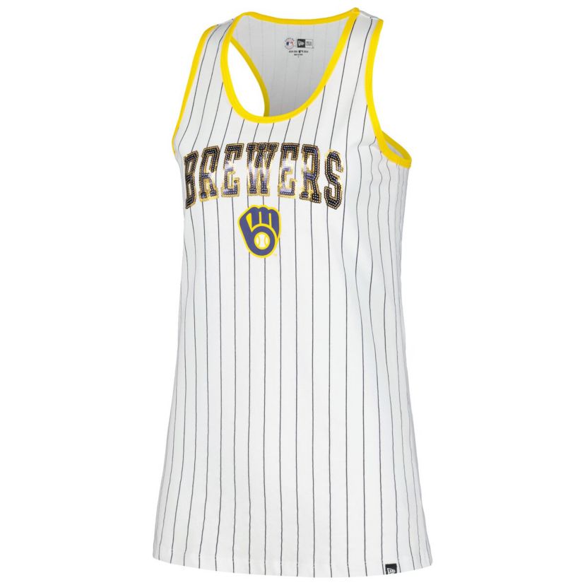 MLB Milwaukee Brewers Sequin Pinstripe Racerback Tank Top