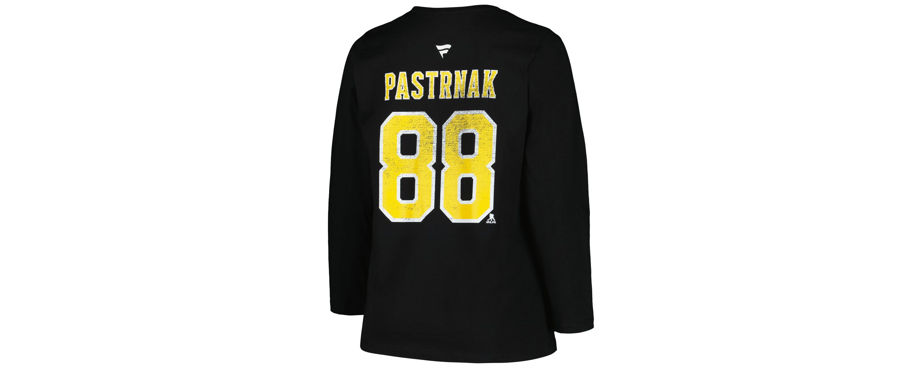 NHL David Pastrnak Plus Size Distressed Printed Name & Number Long Sleeve T-Shirt