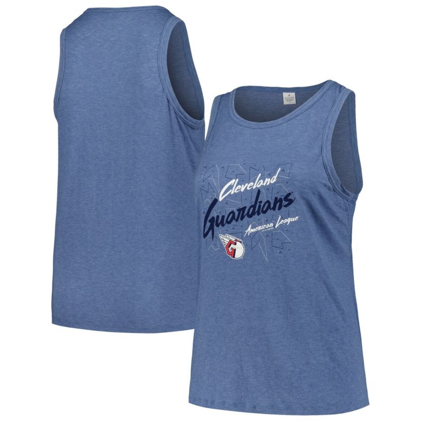 MLB Cleveland Guardians Plus Size Curvy High Neck Tri-Blend Tank Top