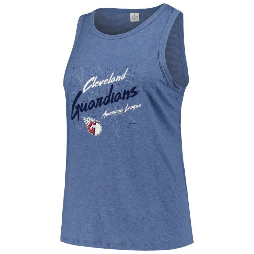 MLB Cleveland Guardians Plus Size Curvy High Neck Tri-Blend Tank Top