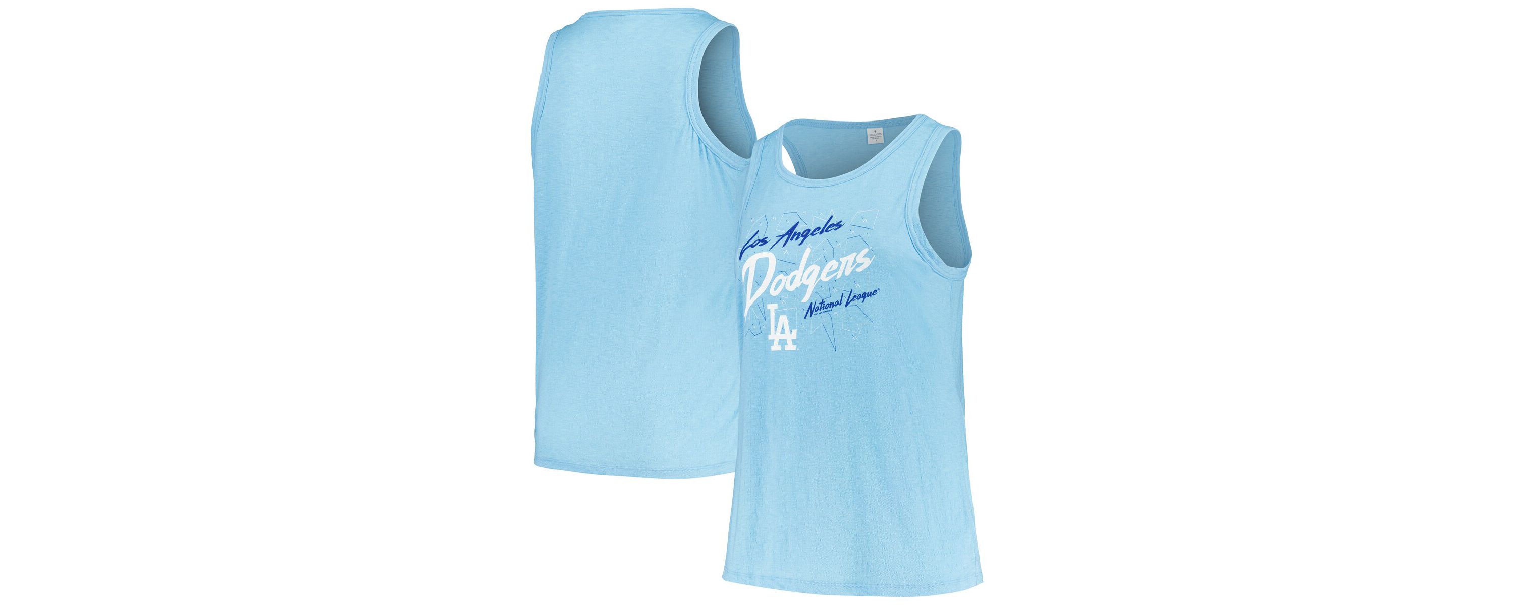 MLB Light Los Angeles Dodgers Plus Size Curvy High Neck Tri-Blend Tank Top