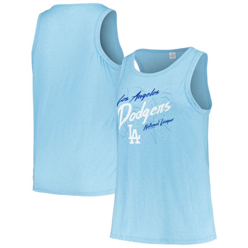 MLB Light Los Angeles Dodgers Plus Size Curvy High Neck Tri-Blend Tank Top