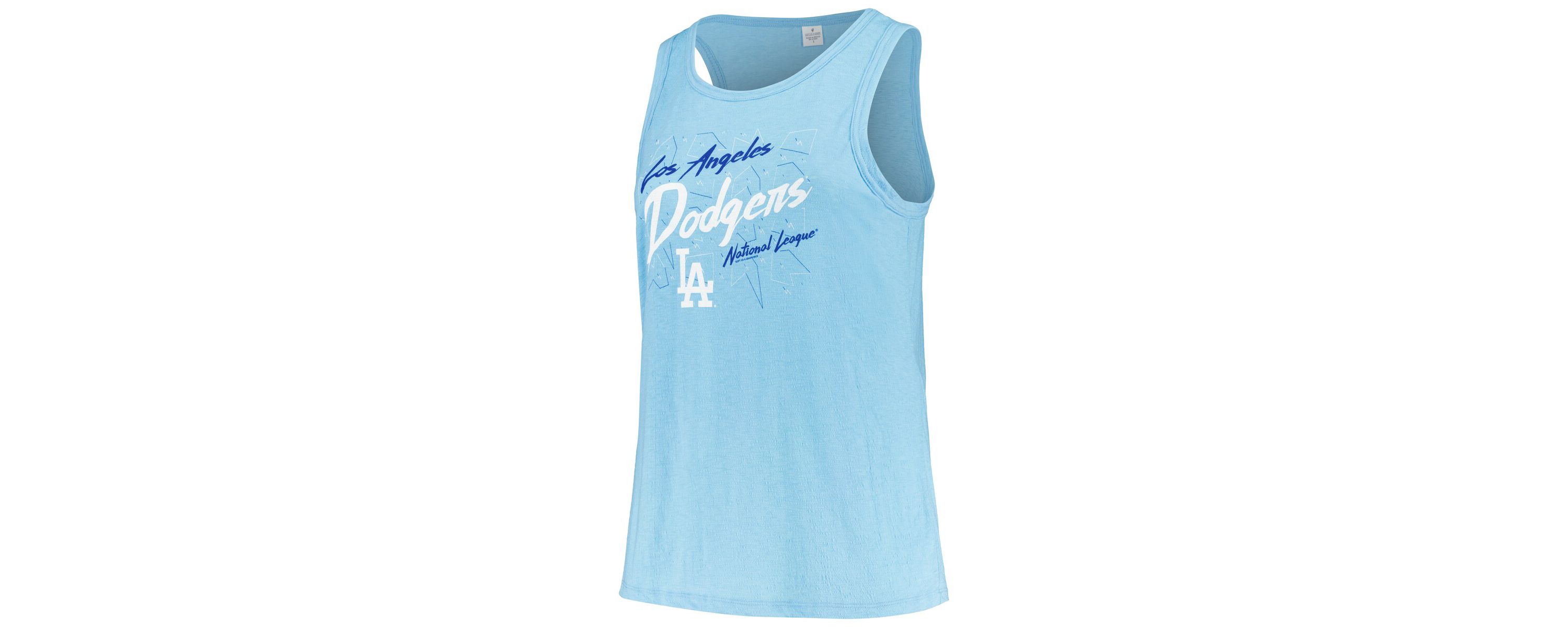 MLB Light Los Angeles Dodgers Plus Size Curvy High Neck Tri-Blend Tank Top