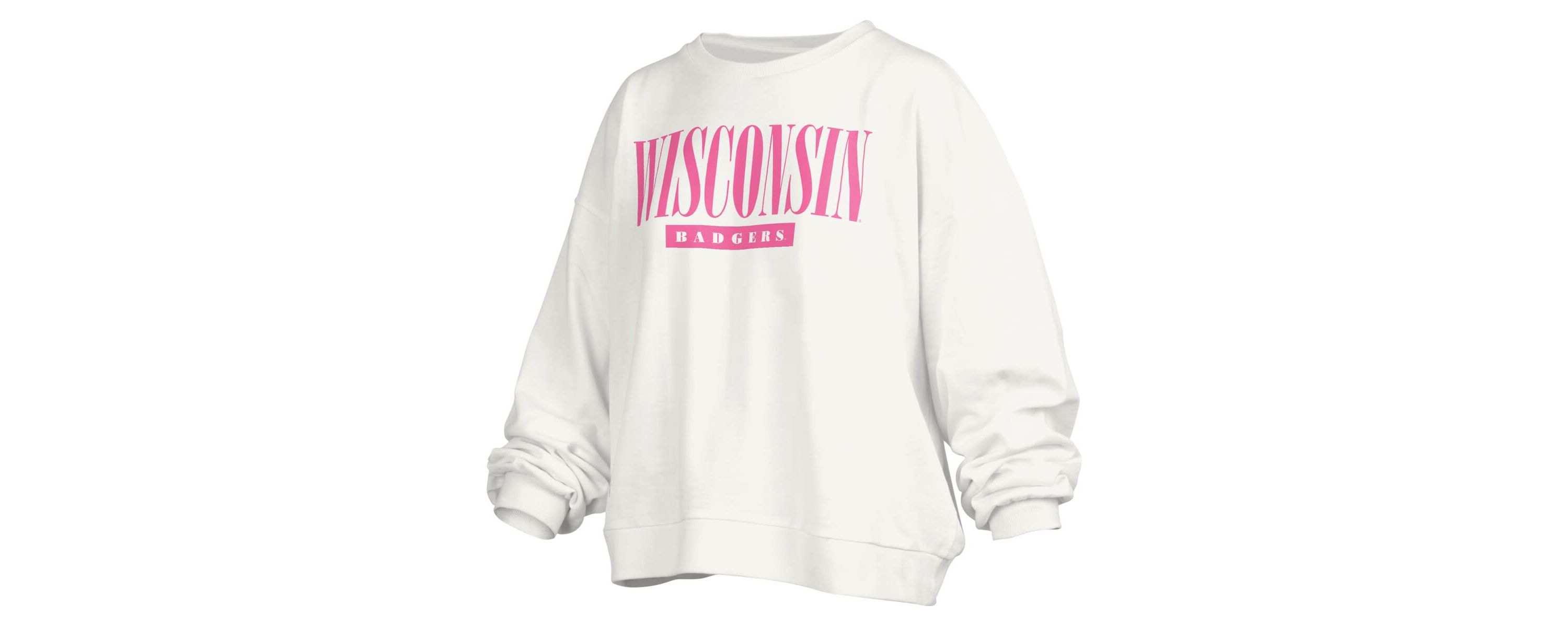 NCAA Wisconsin Badgers Sutton Janise Waist Length Oversized Pullover Sweatshirt