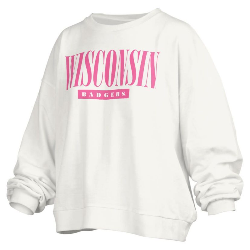 NCAA Wisconsin Badgers Sutton Janise Waist Length Oversized Pullover Sweatshirt