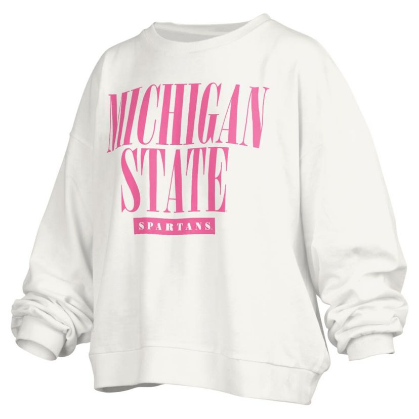 NCAA Michigan State Spartans Sutton Janise Waist Length Oversized Pullover Sweatshirt