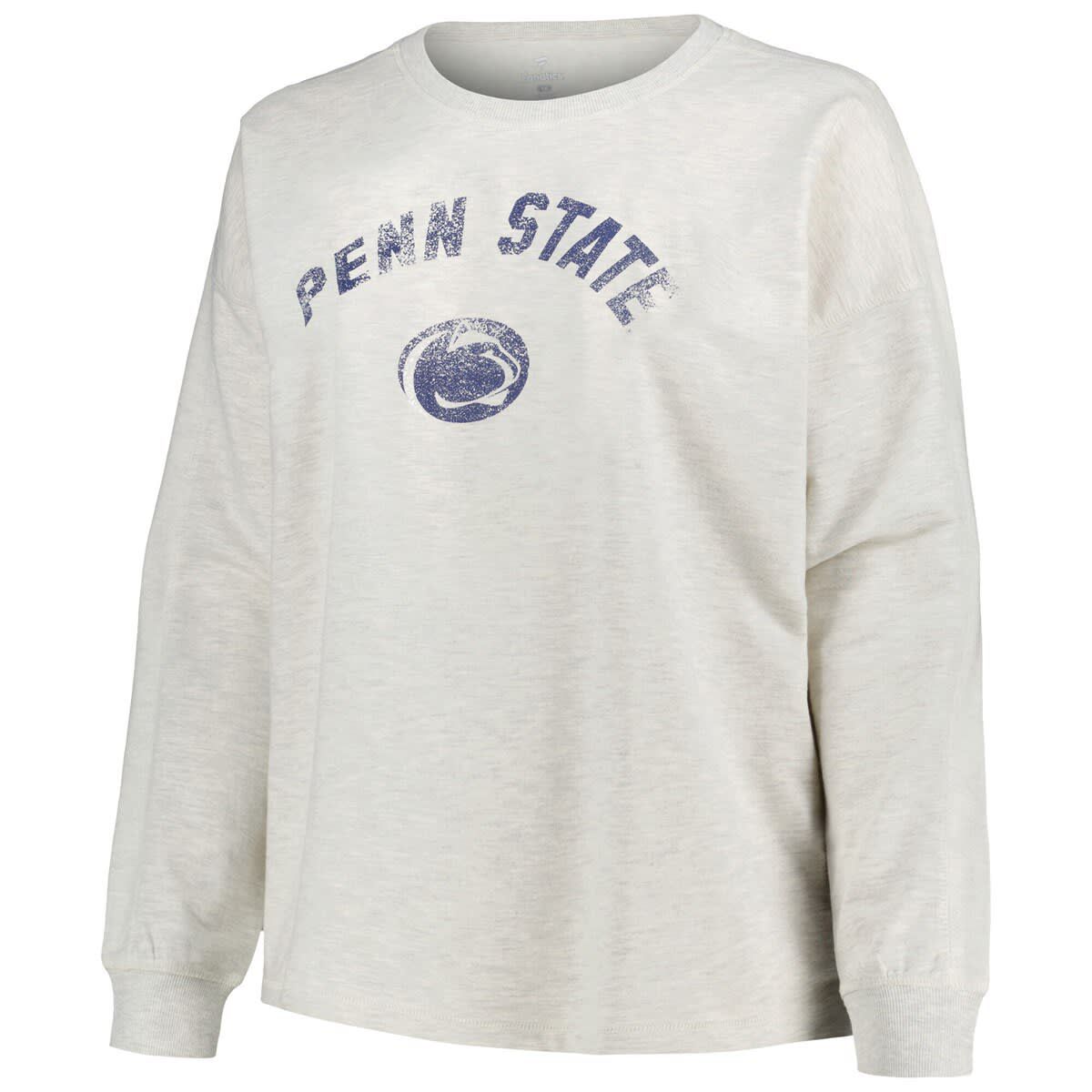 NCAA Penn State Nittany Lions Plus Size Distressed Arch Over Logo Neutral Boxy Pullover Sweatshirt