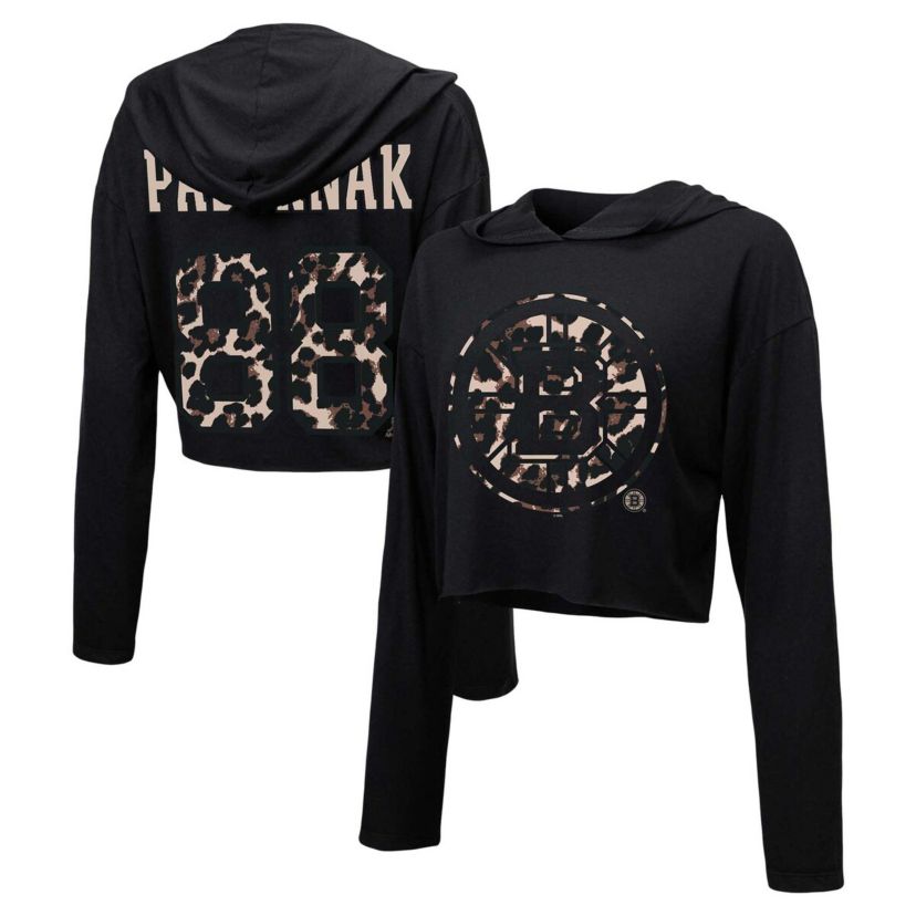 NHL David Pastrnak Print Name & Number Cropped Pullover Hoodie