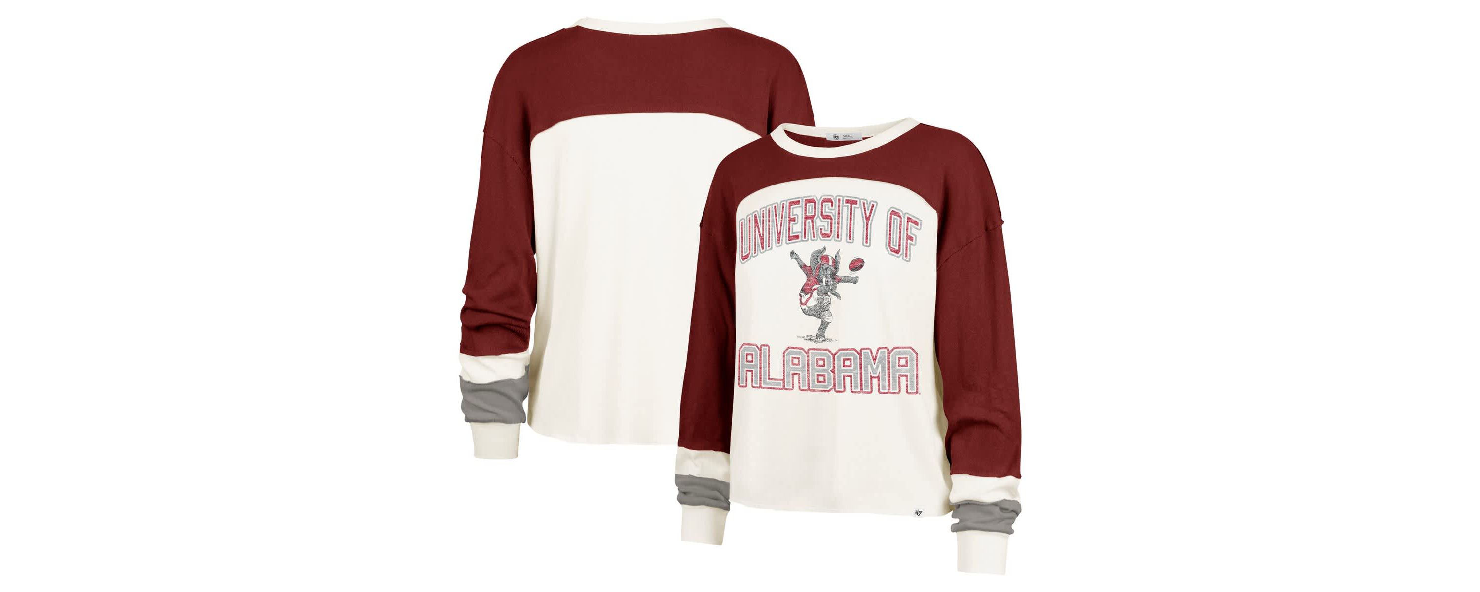 Alabama Crimson Tide NCAA Alabama Tide Double Header Curve Raglan Long Sleeve T-Shirt