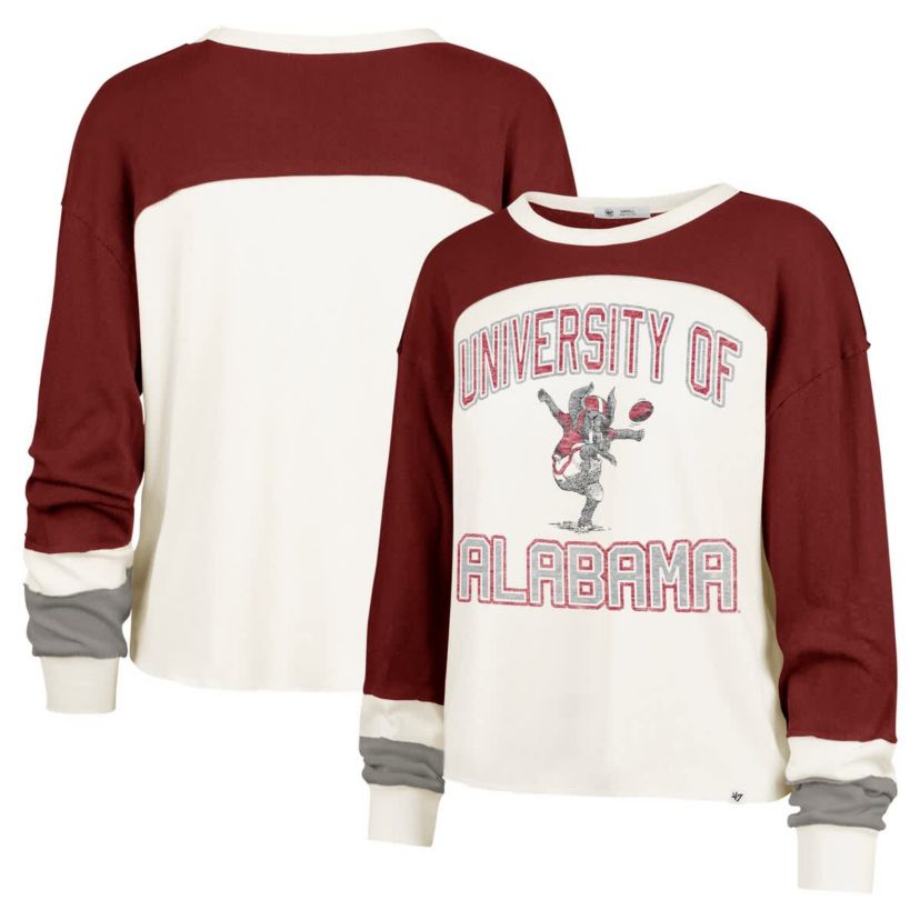 Alabama Crimson Tide NCAA Alabama Tide Double Header Curve Raglan Long Sleeve T-Shirt
