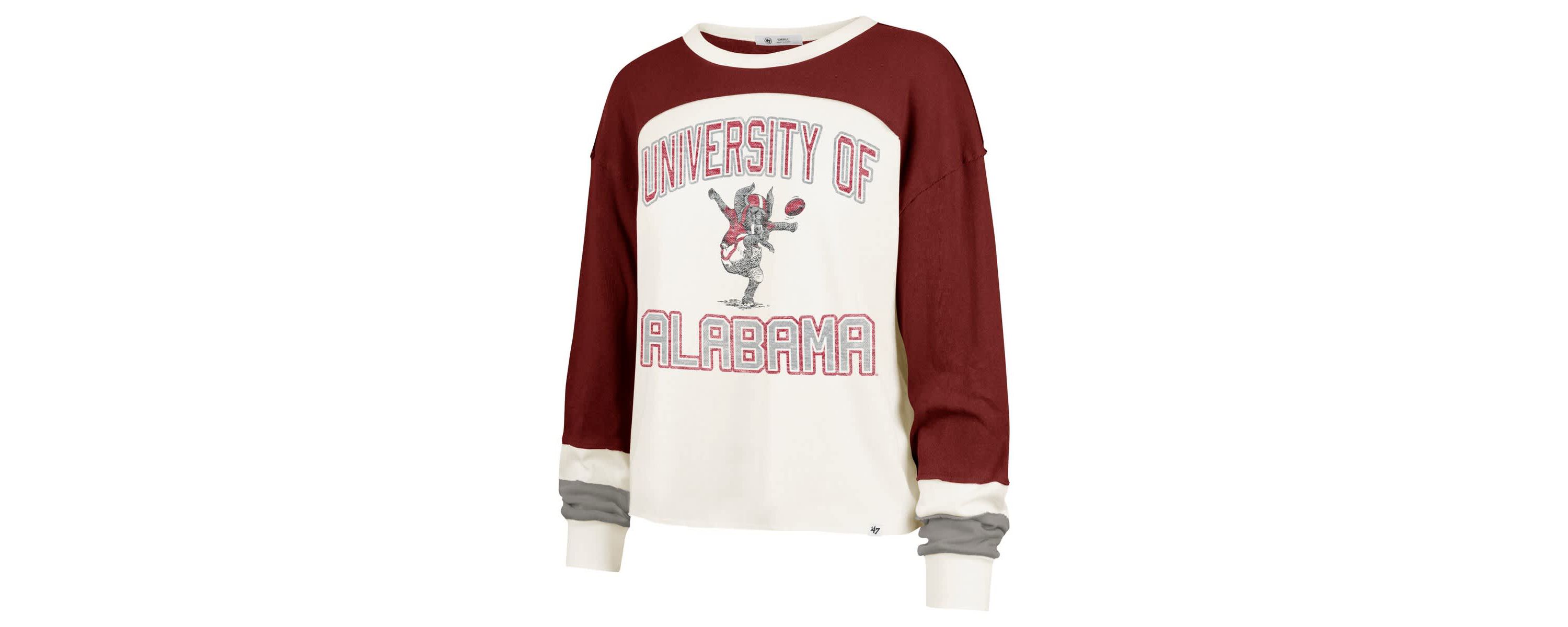 Alabama Crimson Tide NCAA Alabama Tide Double Header Curve Raglan Long Sleeve T-Shirt
