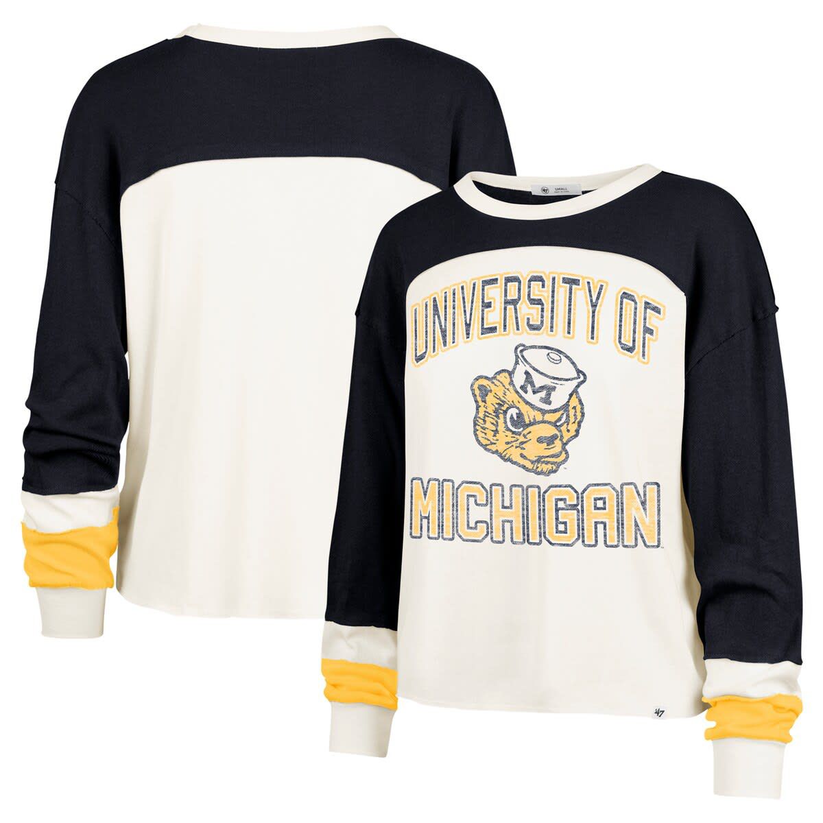 NCAA Michigan Wolverines Double Header Curve Raglan Long Sleeve T-Shirt