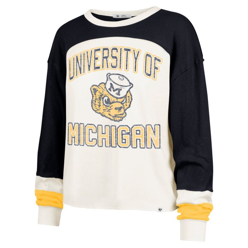 NCAA Michigan Wolverines Double Header Curve Raglan Long Sleeve T-Shirt