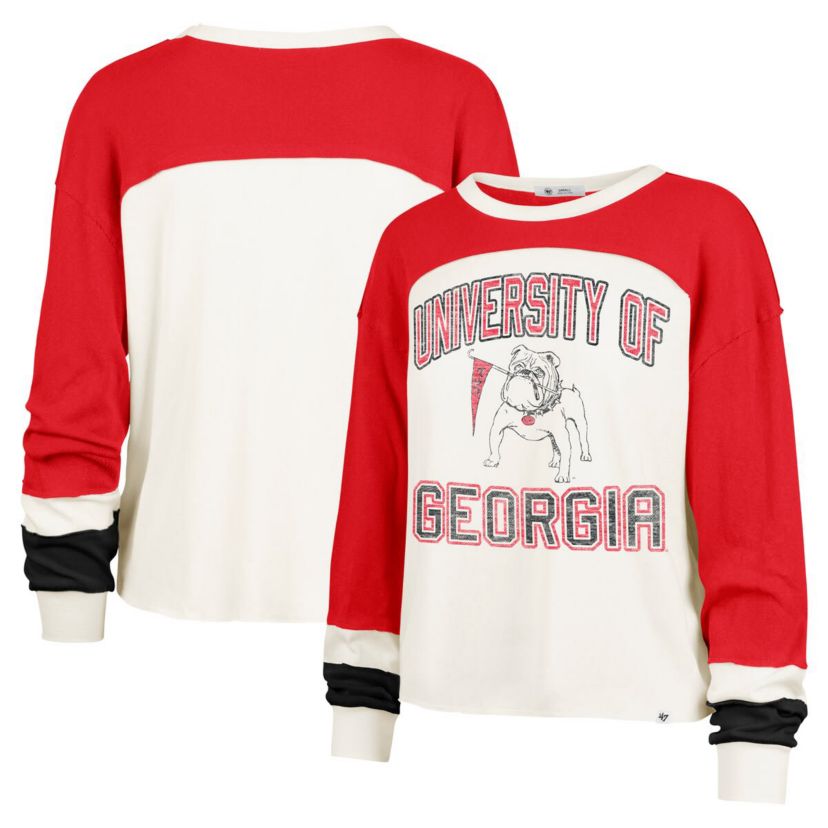 NCAA Georgia Bulldogs Double Header Curve Raglan Long Sleeve T-Shirt