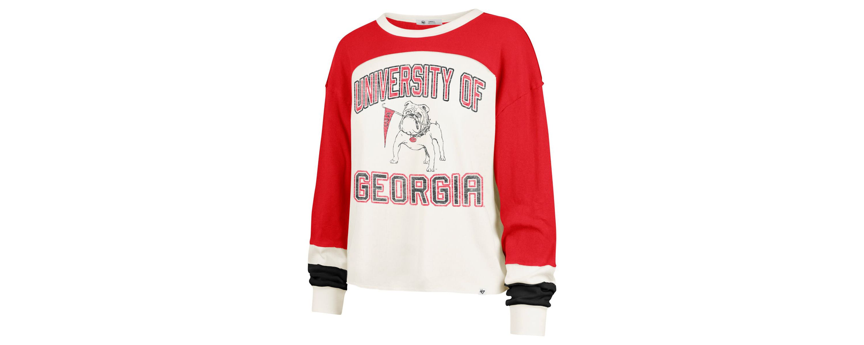 NCAA Georgia Bulldogs Double Header Curve Raglan Long Sleeve T-Shirt