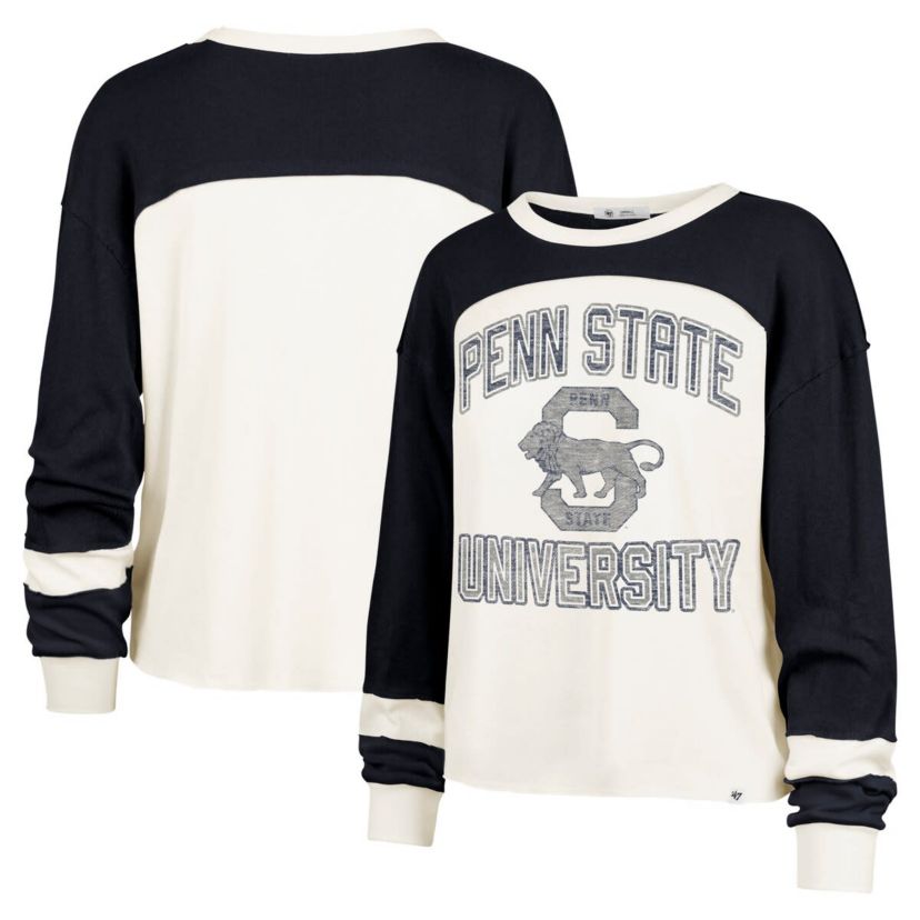 NCAA Penn State Nittany Lions Double Header Curve Raglan Long Sleeve T-Shirt