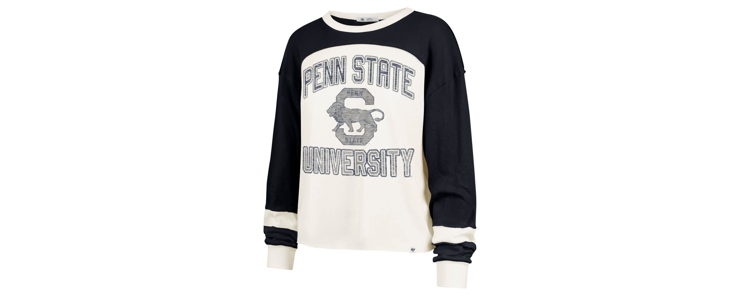 NCAA Penn State Nittany Lions Double Header Curve Raglan Long Sleeve T-Shirt
