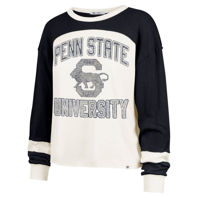 NCAA Penn State Nittany Lions Double Header Curve Raglan Long Sleeve T-Shirt