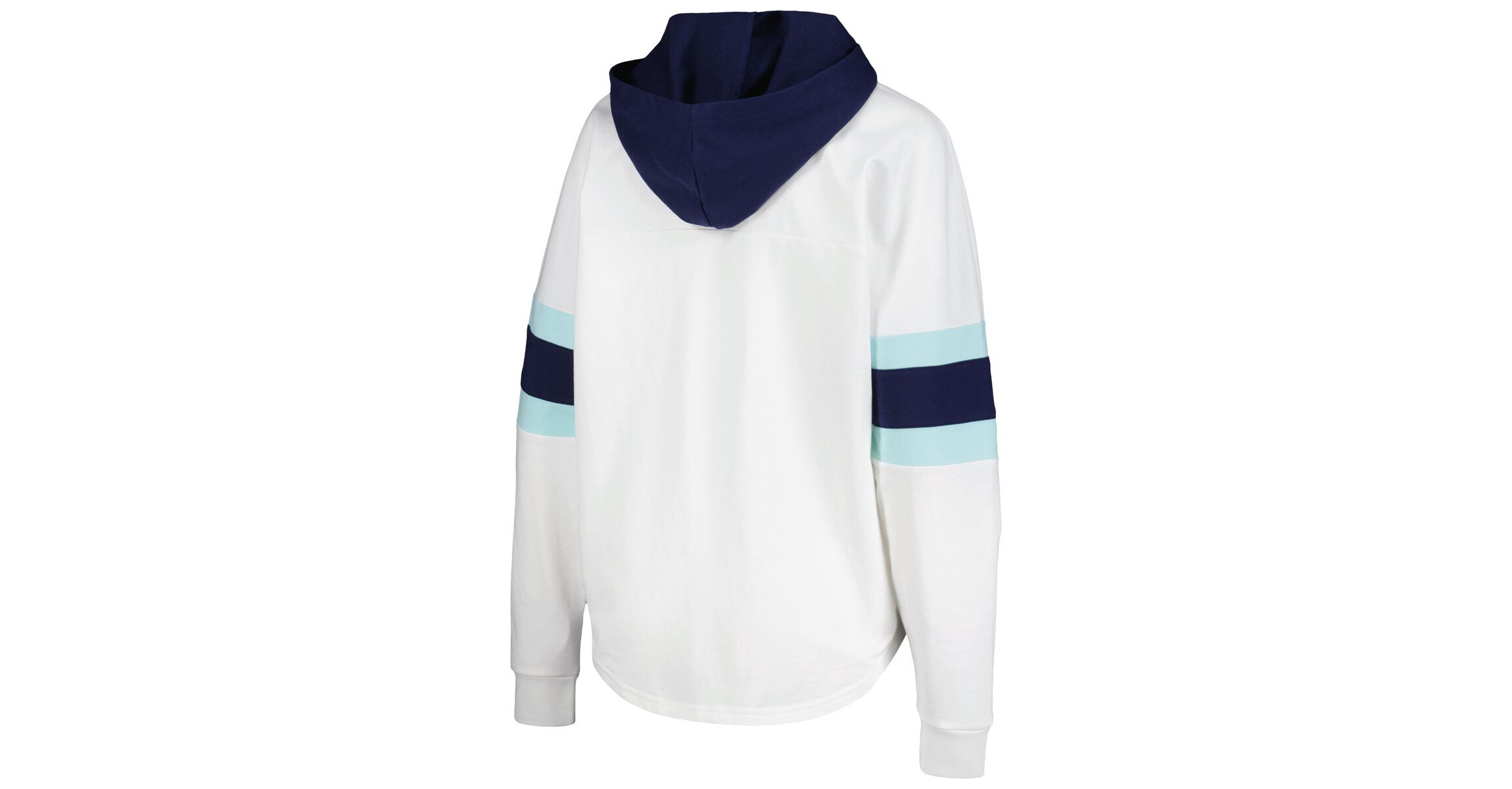 NHL White/Deep Sea Seattle Kraken Goal Zone Long Sleeve Lace-Up Hoodie T-Shirt