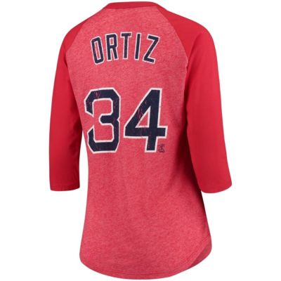 Boston Red Sox MLB David Ortiz Boston Sox Name & Number Tri-Blend Three-Quarter Length Raglan T-Shirt