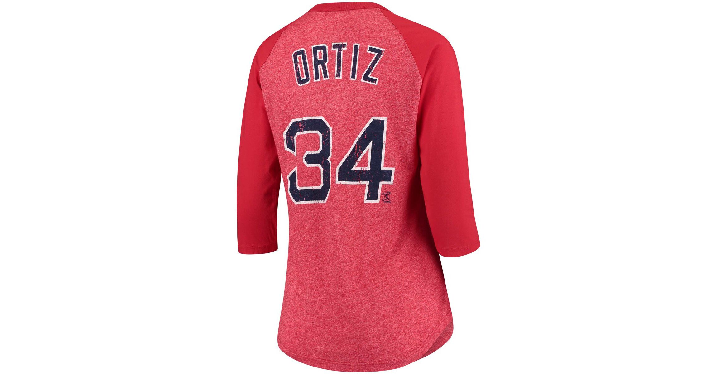 Boston Red Sox MLB David Ortiz Boston Sox Name & Number Tri-Blend Three-Quarter Length Raglan T-Shirt