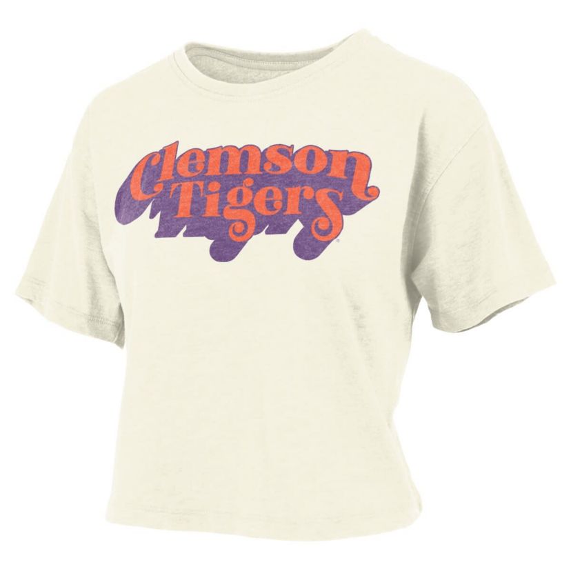 NCAA Clemson Tigers Vintage Easy Team Name Waist-Length T-Shirt