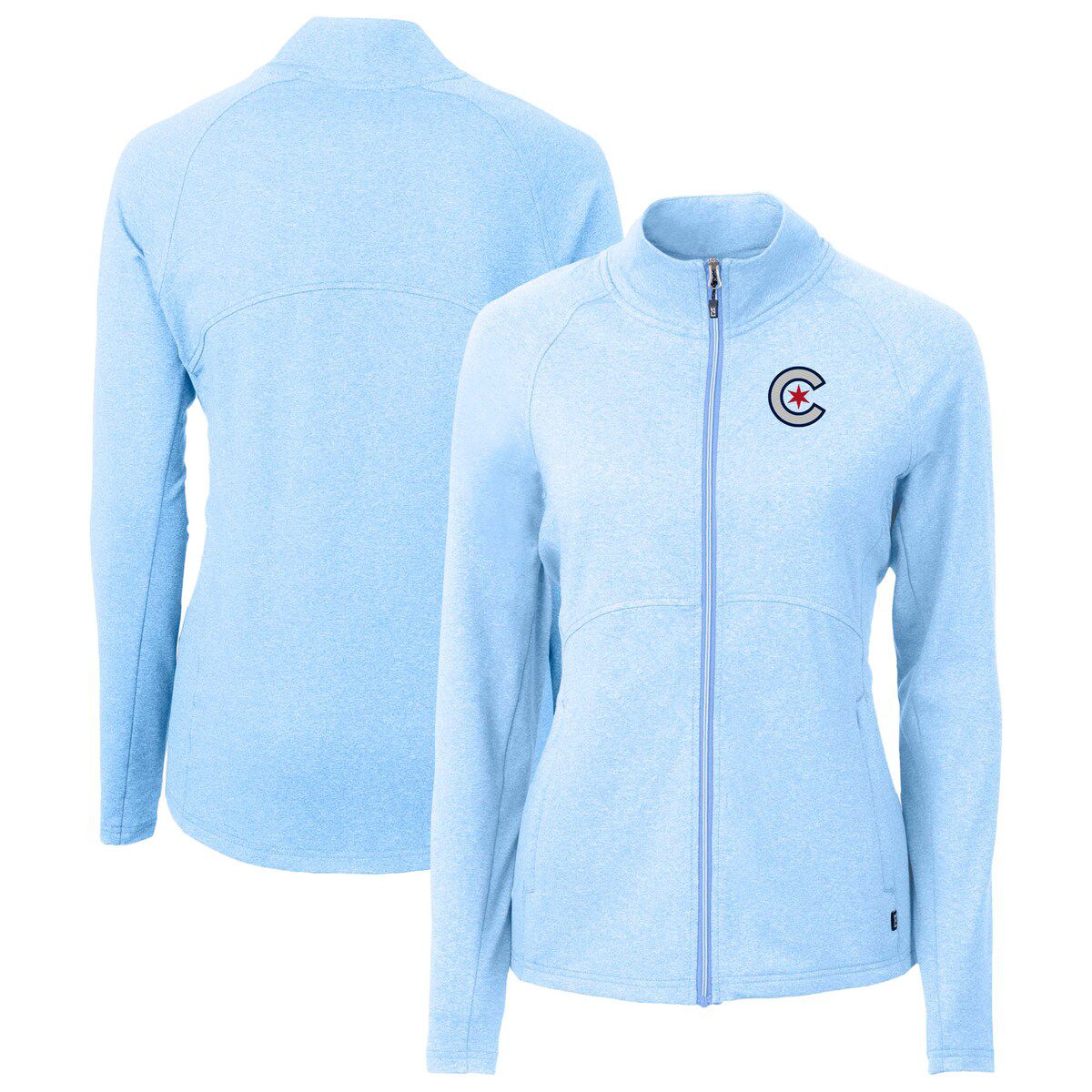 MLB Heather Powder Chicago Cubs City Connect Adapt Eco Knit Recycled Full-Zip Jacket