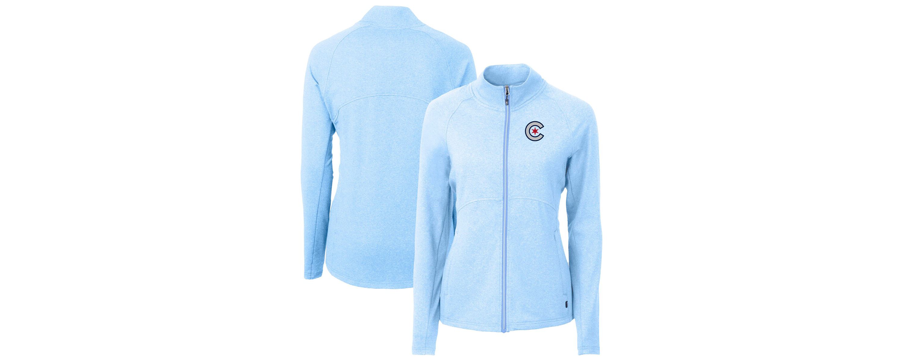 MLB Heather Powder Chicago Cubs City Connect Adapt Eco Knit Recycled Full-Zip Jacket